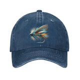 Gorra de béisbol 100% algodón con diseño de mosca seca en azul y gris, ajustable, ala curva ligera, protección solar para exteriores, solo lavado a mano, sombrero para el sol