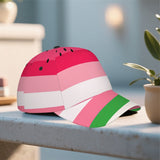 1 Gorra de béisbol Watermelon Delight Stripes - Gorra ajustable con visera y diseño de rayas en rosa, verde y rayas, ligera y transpirable, diseño cómodo de pico de pato para uso casual y festivo, idea de regalo de Navidad, gorra de béisbol, sombrero fest