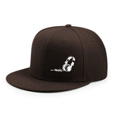 Gorra de béisbol plana 2D con temática urbana, gorra de borde plano moderno ideal para actividades al aire libre