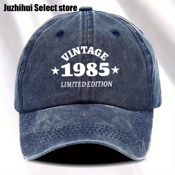 1 gorra de béisbol retro para mujer, edición limitada 1985, ajustable, ligera y desgastada, con visera curva, estilo urbano impreso, ideal para viajes, uso casual y diario