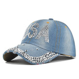 Gorra de béisbol para hombre con diamantes de imitación brillantes y letras de EE. UU. - Sombrero de ala curva estructurado de 6 paneles, gorro ligero para todas las estaciones para el 4 de julio, eventos deportivos y atuendos casuales, diseño duradero si
