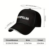 Gorra de béisbol para hombre con logo de CATERPILLAR, ajustable con cierre trasero, ligera de poliéster, protección solar, estilo casual, negra con letras blancas