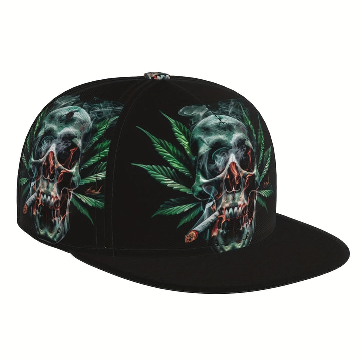 Gorra de béisbol ajustable unisex con diseño de calavera y hojas, estilo punk rock y streetwear, ligera y transpirable 100% poliéster, lavable a máquina, visera plana tipo trucker para hombres y mujeres, regalo ideal para el Día del Padre, Día de la Madre