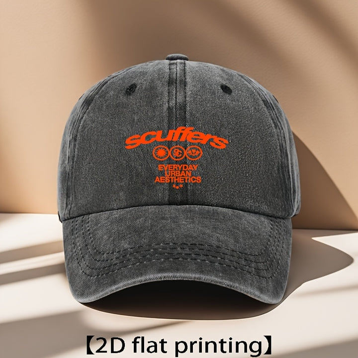 Gorra de Béisbol Retro Unisex Ajustable para Hombres y Mujeres con Logo SCUFFERS e Icono de Zapatilla - Gorra Casual Lavada en Azul Oscuro, Estilo Callejero o casual Diseño Plano Duradero (Lavado a Mano) Talla Única, Sombreros, Sombreros para Hombres, Som