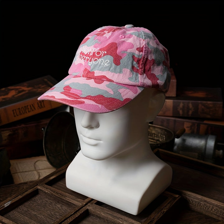 Gorra de Béisbol Estilo Japonés con Bordado de Letras y Diseño Camuflaje Desgastado para Hombres y Mujeres