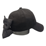 Gorra de Béisbol Ajustable Negra con Gran Lazo - Sombrero de Ala Ancha para el Sol, Ribete Blanco y Visera Curva para Exteriores, Casual, Viajes - Gorra Clásica de Papá (Duradera, Talla Única)