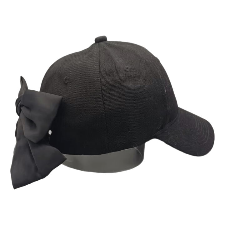 Gorra de Béisbol Ajustable Negra con Gran Lazo - Sombrero de Ala Ancha para el Sol, Ribete Blanco y Visera Curva para Exteriores, Casual, Viajes - Gorra Clásica de Papá (Duradera, Talla Única)