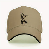1 pieza de gorra de béisbol ajustable con texto blanco de Calvin y líneas, gorra de camionero unisex