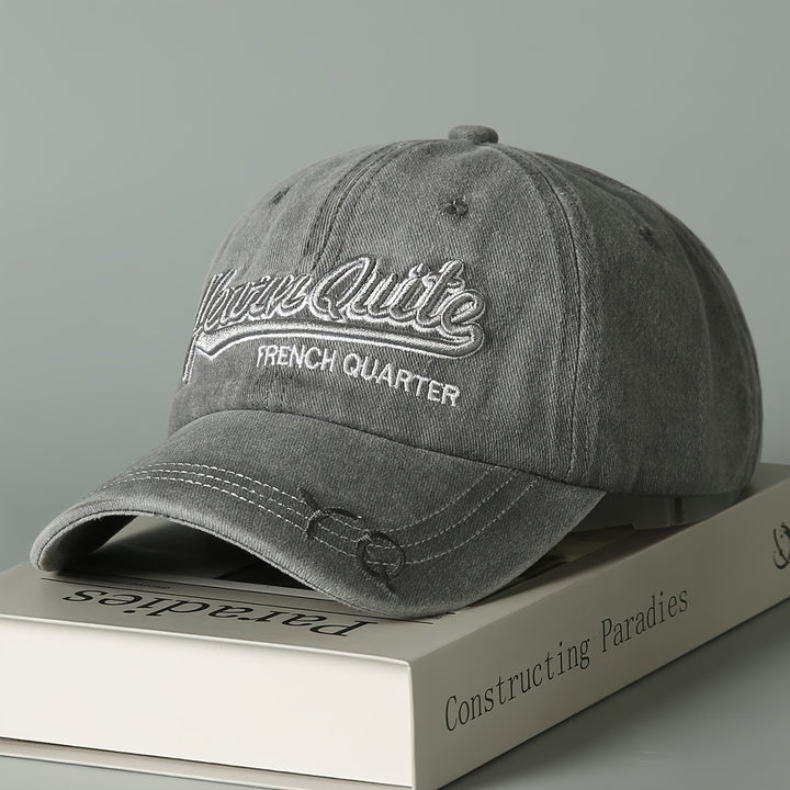 Gorra de Béisbol Casual para Hombre - Diseño Ligero con Lengua de Pato Bordado, Letras en 3D, Tejido No Elástico, Beige con Detalles Marrones para Ropa Urbana y Protección Solar, Gorra Bordada