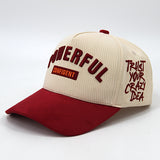Gorra tipo gamuza suave con letras motivacionales (confianza/poder/seguridad) - gorra casual beige y roja, diseño con eslogan para aumentar la confianza, lavable a mano para uso casual y entrevistas
