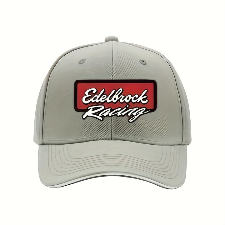 1pc Gorra Unisex Ajustable Transpirable para Camioneros - Visera Negra con Estampado Edelbrock Racing, Ligera para Senderismo, Ciclismo y Actividades al Aire Libre, Lavable a Máquina, Opción de Caja Regalo
