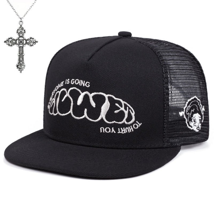 2 piezas (gorra + collar) Gorro de béisbol estilo streetwear para mujer | Bordado con letras y parche de dibujos animados