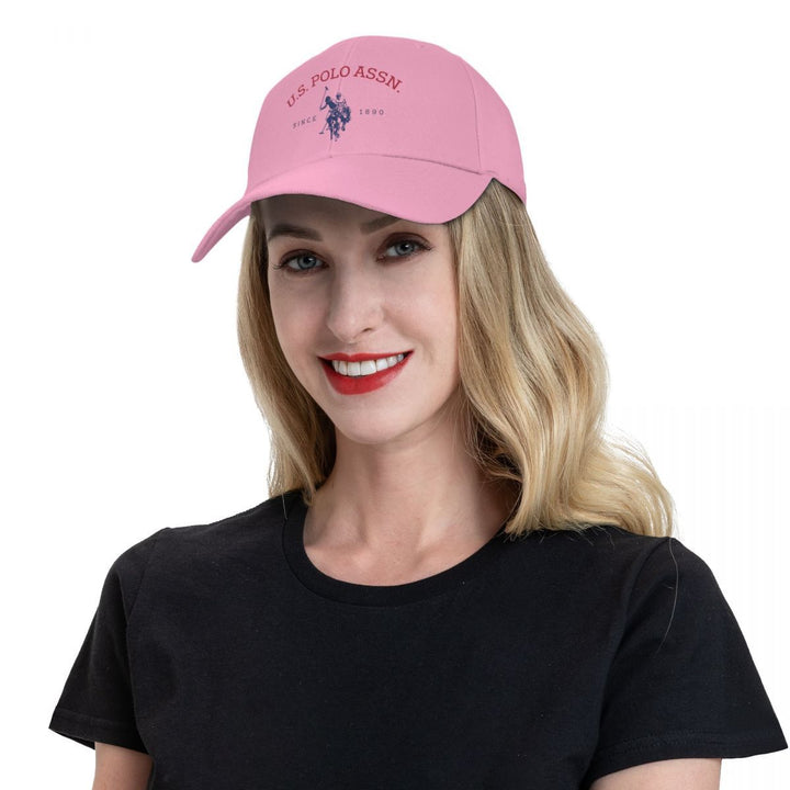 Gorra de béisbol ajustable U.S. Polo Assn. Since 1890, con protección solar, estilo deportivo clásico, 1 unidad en poliéster blanco con estampado rojo y azul, ideal para actividades al aire libre, regalo perfecto para hombres y mujeres
