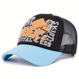 Esta malla ajustable y perforada es apta tanto para hombres como mujeres en estilo hip-hop. Cuenta con letras inglesas e ingeniosos bordados de temática urbana, ideal para deportes al aire libre, ciclismo, conductores de camiones y papás