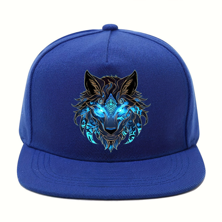 1 Gorra Hip-Hop con Estampado de Lobo Tribal, Moda Urbana Y2K para Deportes al Aire Libre, Gorra de Béisbol con Visera Plana Ajustable Unisex, Gorra de Visera Plana, Ropa Casual, Streetwear Urbano, Gorra Streetwear, Sombrero de Moda, Tejido Duradero, Gorr