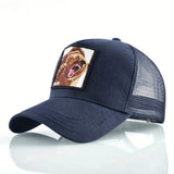 Gorra Trucker Unisex con Diseño de Cara de Oso Adornado - Parte Trasera de Malla Transpirable y Cierre Ajustable con Broche, Gorra de Béisbol de Poliéster con Parche de Oso Pardo, Gorra Casual de Verano para Hombres y Mujeres, Duradera y Cómoda para Depor