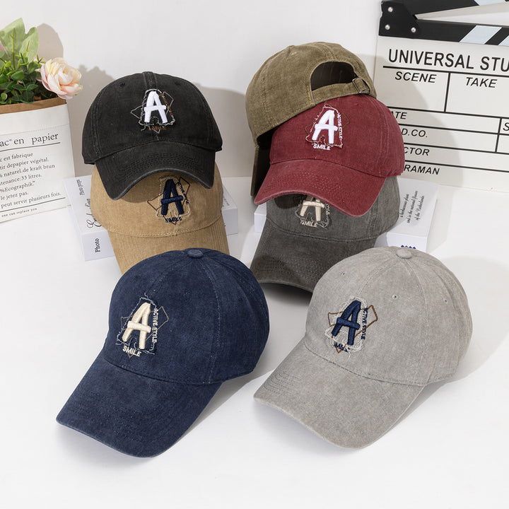 Gorra de béisbol unisex con bordado de la letra A - Gorra ligera de streetwear con visera ajustable, diseño transpirable de seis paneles y visera curva para hombres y mujeres, outfits casuales y formales (Negro, Marrón, Azul Marino, Gris, Blanco), accesor