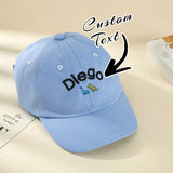 1 gorra de béisbol infantil con diseño de dinosaurio/nombre - UPF, gorra personalizada para niños y niñas con nombre/texto/logo, favores de fiesta, diseños de dinosaurio y gato para niños y niñas