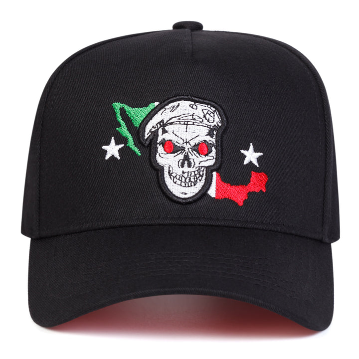 Gorra de Béisbol de 5 Paneles para Hombres con Hebilla Ajustable - Ligera para Primavera/Otoño, Emblema de Calavera Icónico y Diseño de Parte Superior Redonda, Gorra Casual para Viajes al Aire Libre (Sin Malla, Diseño Icónico) - Fácil de Cuidar para Estil