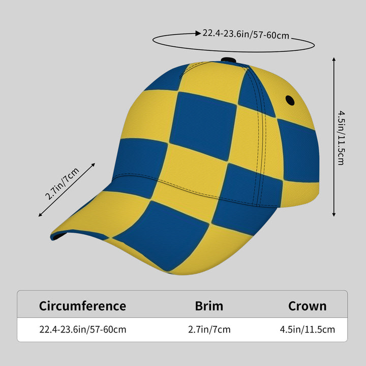 Gorra Snapback Ajustable Ligera con UPF - Gorro de Béisbol a Cuadros Azul y Amarillo para Hombres & Mujeres, Protección al Sol en Exteriores, Playa, Pesca, Ropa Casual Unisex Transpirable (Amarillo/Azul), Gorra para Mujeres, Sombreros, Sombrero de Copa pa