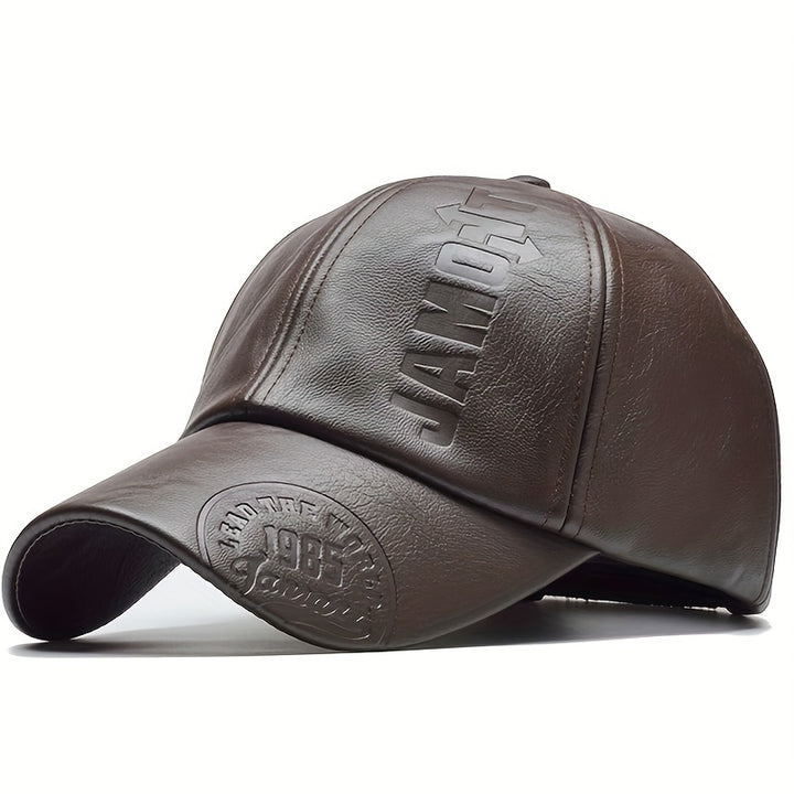 [Gorra de Cuero Ajustable para Hombre] Gorra de Béisbol Ajustable y Transpirable de Cuero PU 1ud para Hombre - Sombrero Casual para el Sol - Regalo de Navidad