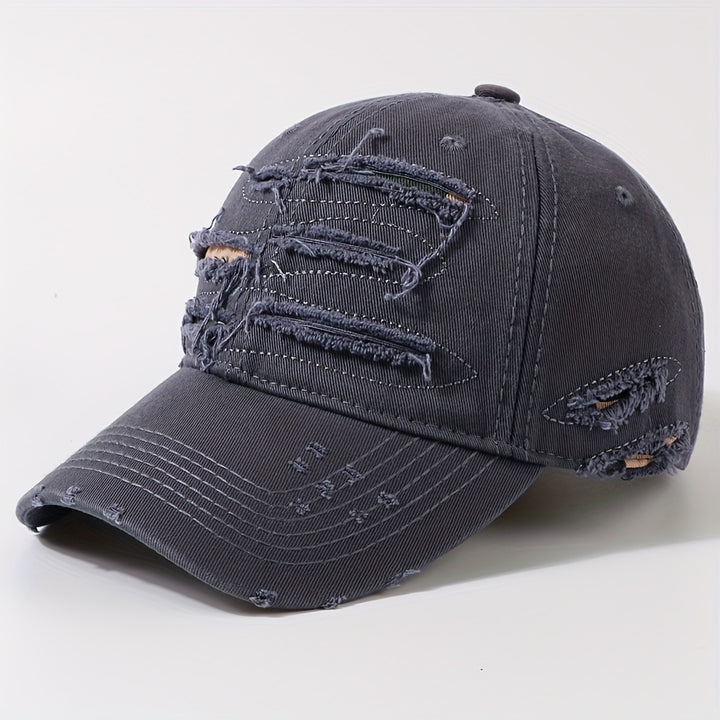 Gorra de béisbol desgastada estilo hip hop, gorra ligera ajustable para hombre, ideal para ciclismo urbano, skateboarding y actividades al aire libre, diseño en negro con costuras blancas, material de poliéster, estilo casual, sombrero urbano resistente