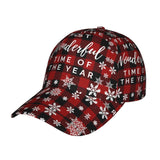 1 Gorra de béisbol navideña de copo de nieve roja y negra - Poliéster ligero, cierre ajustable con visera, visera curva, sombrero casual y deportivo para exteriores para todas las estaciones para hombres y mujeres, idea de regalo festiva para las fiestas,