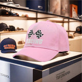 1pc Gorra de Béisbol Racing Trucker - Diseño con Bandera a Cuadros, Ligera y Transpirable para Deportes Motorizados, Ropa Casual Unisex para Hombres y Mujeres, Ajuste Cómodo, Ideal para Estilo Activo y Aficionados al Deporte