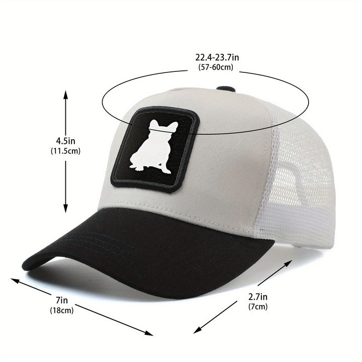 Gorra de béisbol para hombres y mujeres con malla trasera, gorra ajustable estilo French Bulldog Head Tilt, gorra de camionero hip hop anime cartoon, gorra transpirable de verano para exteriores