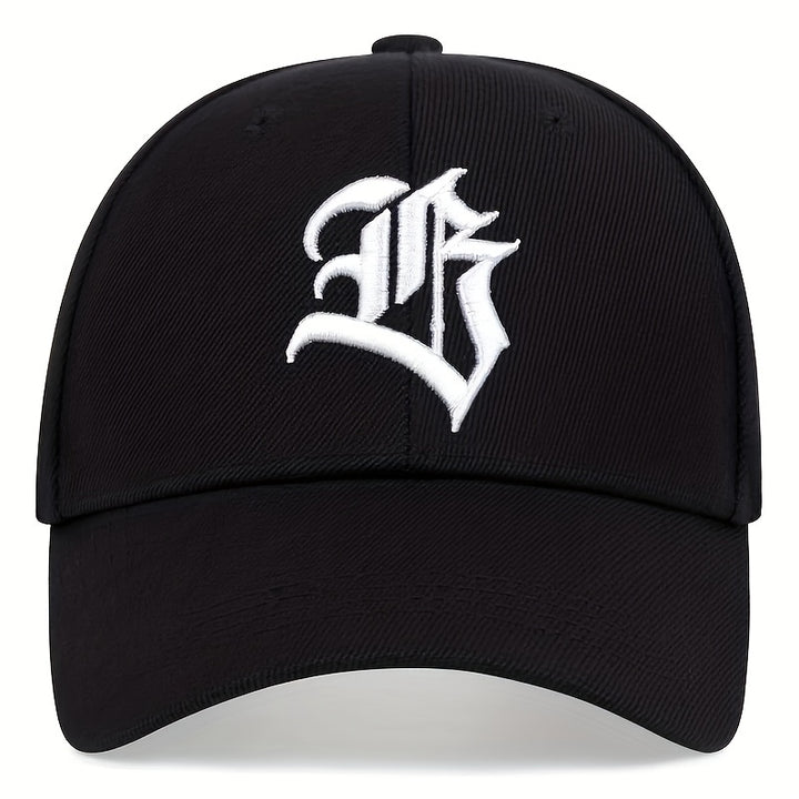 Gorra de béisbol bordada con letras de estilo gótico, visera curva para protección solar y ajustable, gorra casual transpirable para papá, sombrero deportivo para el sol para mujeres y hombres