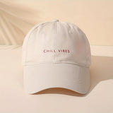 1 unidad - Gorra de Béisbol CHILL VIBES Estampada, Unisex Ajustable y Transpirable para Mujeres y Hombres, Sombrero de Golf con Visera Curva Moda Verano Y2K para Parejas