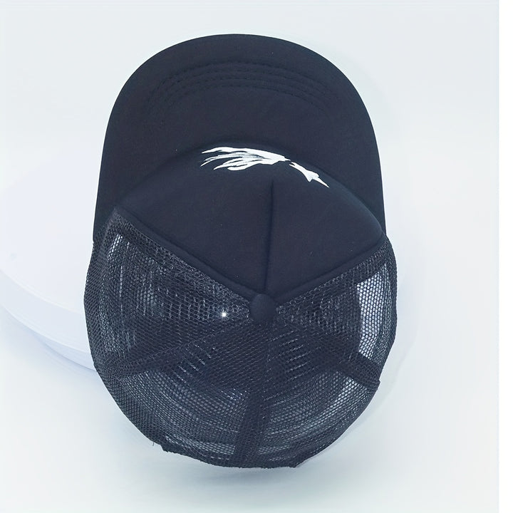 Gorra de Béisbol Ajustable Roja y Negra de Alta Calidad con Adornos Blancos: Dragón/Estrella/Cruz//Sol/Luna/Luna & Estrella - Gorro Transpirable para Mano o Limpieza en Secado, Diseño Sin Costuras Ideal Para Casual e Exteriores