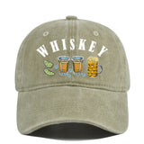 Gorra de Béisbol Vintage con Emblema de Whisky y Vino, Ajustable Snapback, Logo Manual para Estilo Retro, Cata de Vinos, Bares y Fiestas Navideñas - No Elástica, Ideal para Entusiastas del Retro y Seguidores de la Cultura del Vino