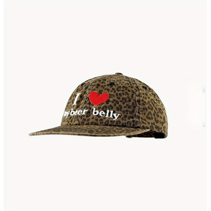 Gorra de béisbol con estampado de leopardo para mujer, ajustable con broche, visera plana, talla fija, diseño en manchas de leopardo marrón y negro, ideal para fiestas navideñas o uso diario, accesorio de moda urbana, hip hop, tejido transpirable y durade