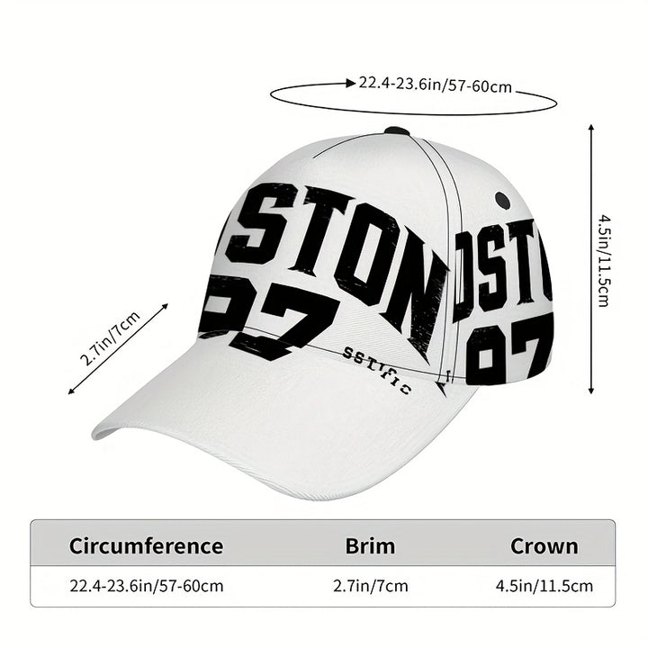 1 Gorra Snapback Boston Legacy '97 - Diseño Iconico 2D Completo y Divertido, Gorra Ajustable Ligera de Poliéster para Correr, Streetwear y Estilo Retro (Compatible con Outfits Casuales)