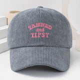 Gorra de béisbol unisex de pana bordada TANNED y TIPSY, gorro grueso y suave de moda para mujer para primavera/otoño, gorra casual y cálida de hip-hop para hombre, ideal para uso diario, con ajuste ajustable