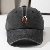 Gorra de béisbol retro lavada ligera para jóvenes con logotipo de cabeza de caballo - Ajuste elástico, cierre de clic, lavable en máquina, gorra casual para todas las estaciones y Ramadán para niños y niñas, accesorio versátil para jóvenes, juguetón, ropa