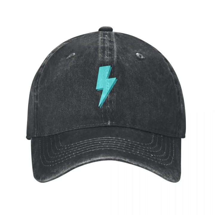 Gorra de béisbol con rayo de trueno azul 2025 - Lindo, transpirable y de rayón con protección solar para hombres y mujeres, ideal para golf, pesca y actividades al aire libre, gorra de pesca.