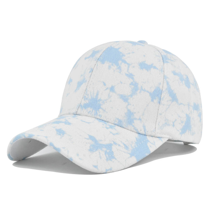 Gorra de Béisbol Retro Azul y Blanco con Tie-Dye para Hombres y Mujeres - Ajustable con Snapback, Ideal para Festivales de Música, Streetwear y Atuendos Navideños