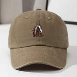 Gorra de béisbol retro lavada ligera para jóvenes con logotipo de cabeza de caballo - Ajuste elástico, cierre de clic, lavable en máquina, gorra casual para todas las estaciones y Ramadán para niños y niñas, accesorio versátil para jóvenes, juguetón, ropa