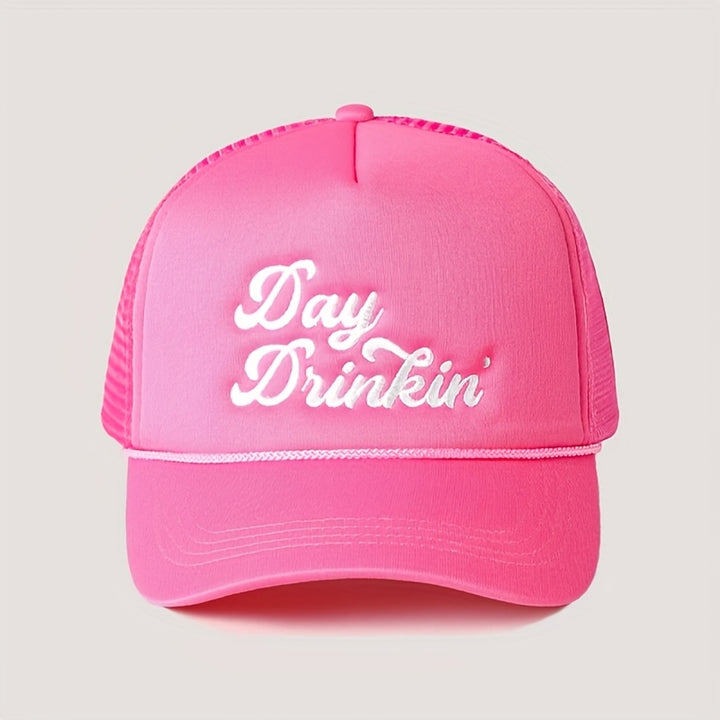 Paquete de 1 Gorra de Béisbol Bordada para Beber al Día - Sombrero de Camionero Ajustable Unisex con Malla en la Parte Posterior, Ligera y Transpirable para el Verano, Ideal para Golf, Exteriores y Uso Diario (Rosa, Verde, Blanco, )