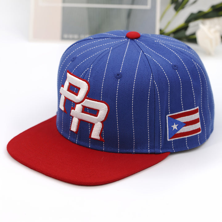 Gorra de béisbol unisex ligera con la bandera de Puerto Rico y bordado - Diseño vibrante de molino de viento, ajustable con cierre, cómodo para todas las estaciones, 56-60 pulgadas, negro con rayas rojas y blancas y parche de la bandera de Puerto Rico,...