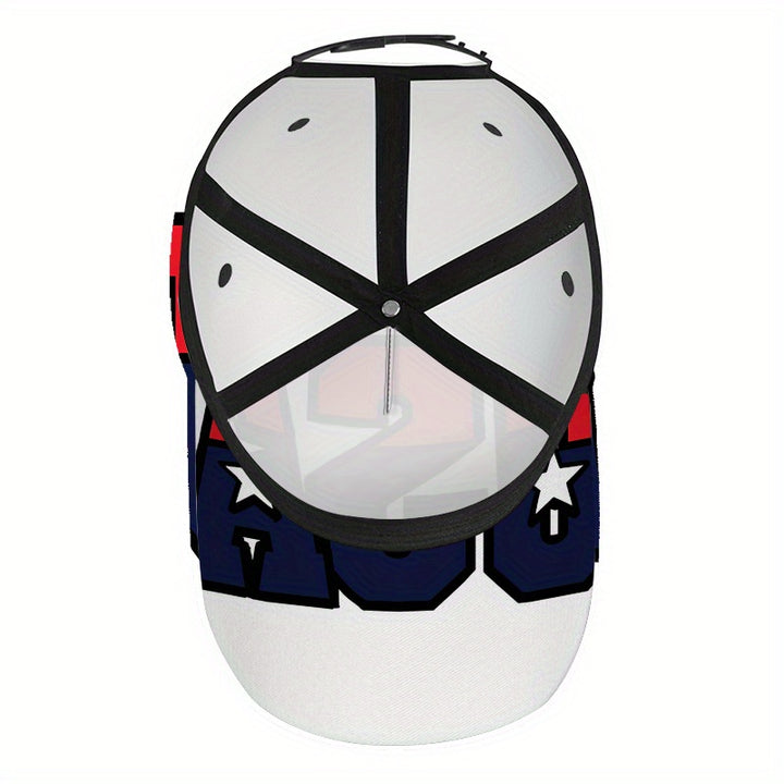 1 gorra de béisbol ajustable con estampado audaz del logo USA en 2D - Poliéster con diseño vibrante de cuerpo completo, ideal para deportes al aire libre, running y moda casual urbana, Sombrero de Fiesta,Accesorio Deportivo,Sombreros de Moda,Material Tran