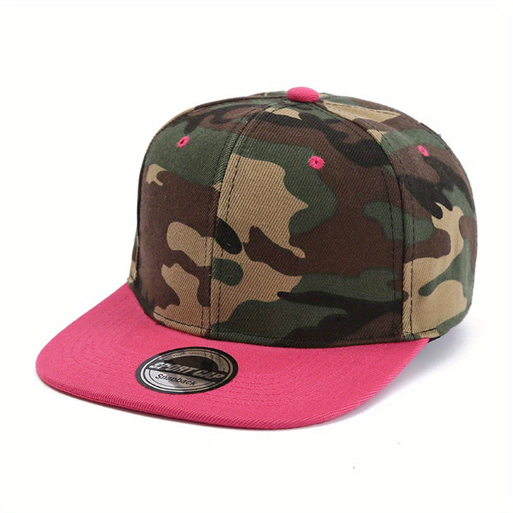 1 gorra de béisbol unisex camuflaje ala plana estilo hip-hop, transpirable y versátil para exteriores con protección solar, venta al por mayor