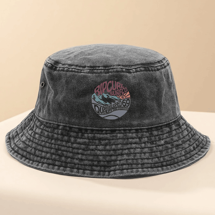 Sombrero de pescador RipCure Surfco para hombre - Diseño geométrico de montaña y ola, sombrero ligero para pesca al aire libre y acampada, material azul, ajuste ajustable para uso casual, sombrero de acampada