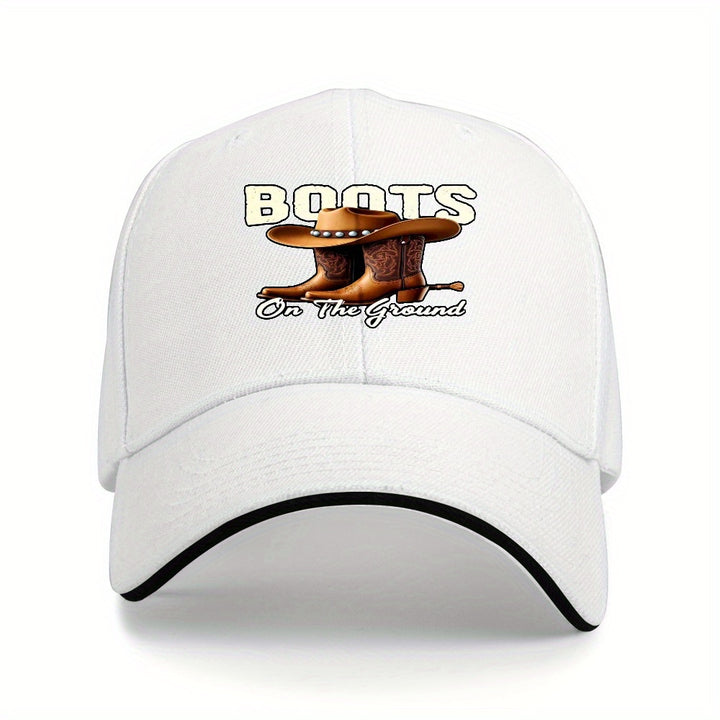 Gorra de béisbol unisex ajustable con estampado de botas de vaquero y sombrero western - Ligera y transpirable, gorra para el sol para exteriores para todas las estaciones para hombres y mujeres, deportes casuales y eventos temáticos, regalo perfecto para