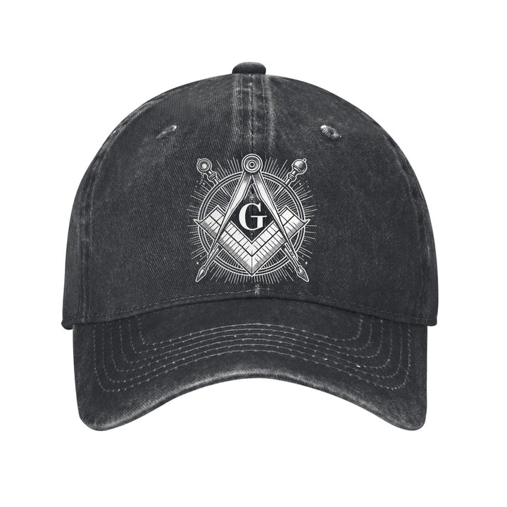 Gorra de Béisbol Masónica Ajustable de Algodón Ligero con Emblema de Brújula y Triángulo, Visera Curva para Hombres y Mujeres, Casual Unisex al Aire Libre, Diseño Único del Logo, Tela Transpirable