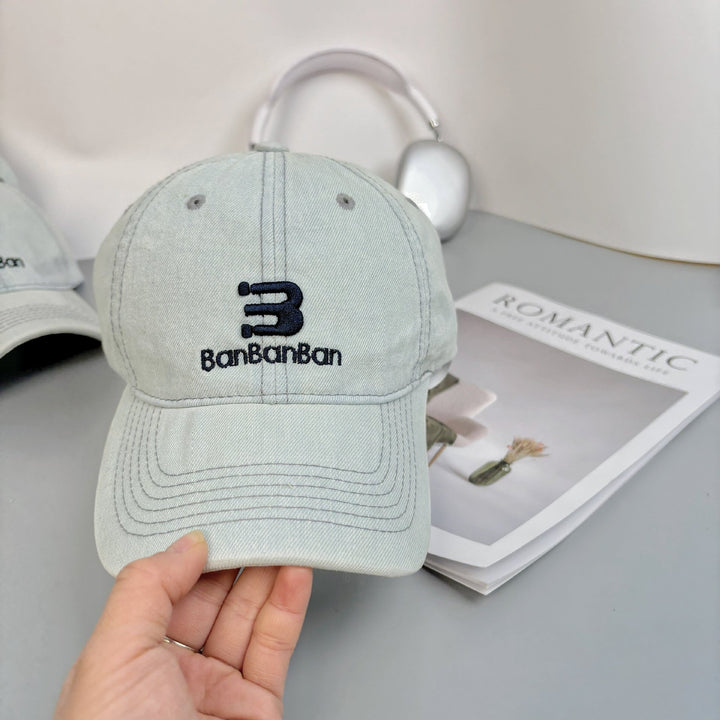 Gorra de Béisbol Bordada Estilo Coreano para Mujer, Versátil y Retro Americana con Gran Circunferencia para Cabeza