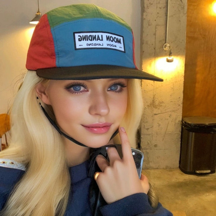 Gorra de béisbol con bordado y parches, sombrero de sol de secado rápido con ajuste ajustable, diseño de dos tonos, ligero y cómodo para primavera, verano y otoño - Patrón de impresión aleatorio, gorra de béisbol