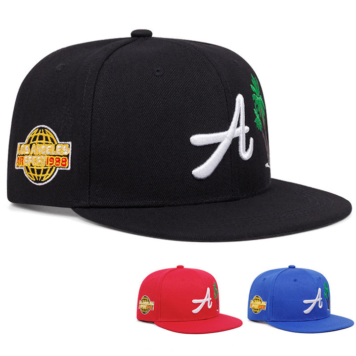 Gorra de Béisbol de Top Plano para Hombre con Logo de Atlanta - Estilo Hip Hop, 100% Poliéster, Disponible en Negro, Rojo, Azul - Perfecta para Deportes al Aire Libre